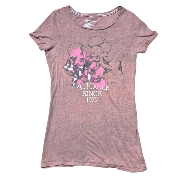 American Eagle Y2K Graphic Baby Tee Brown Size Small - Picture 1 of 4